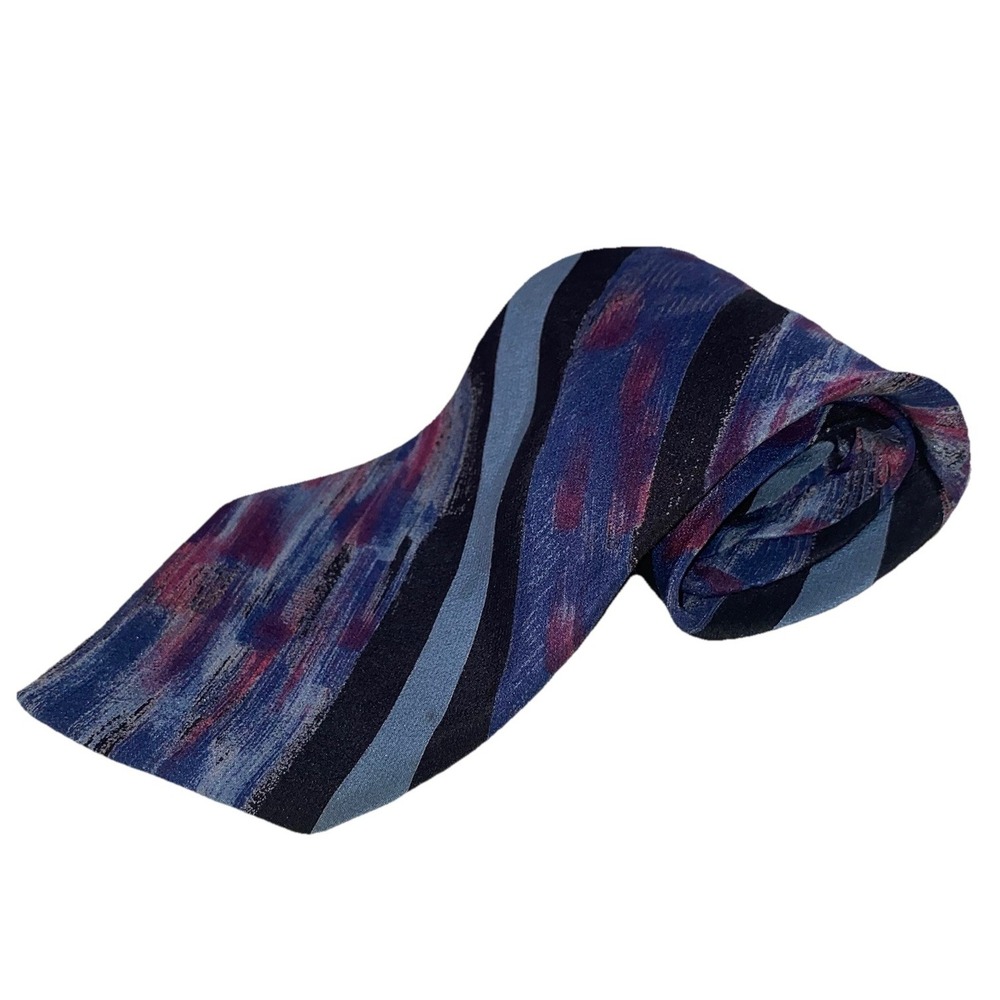 Zylos George Machado 100% Italian Silk Tie Made In USA Blue/Black/Purple 58"x4"